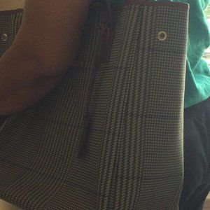 Leather Beverly Hills Polo Plaid Tote